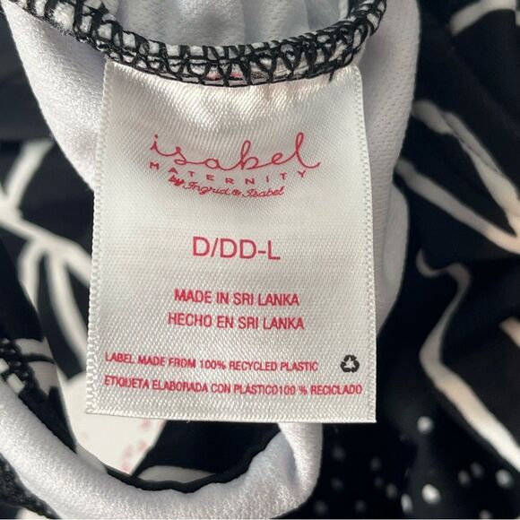 Isabel Maternity Black White Halter Floral Pattern Swimsuit Size D/DD Large NEW! - Picture 4 of 7